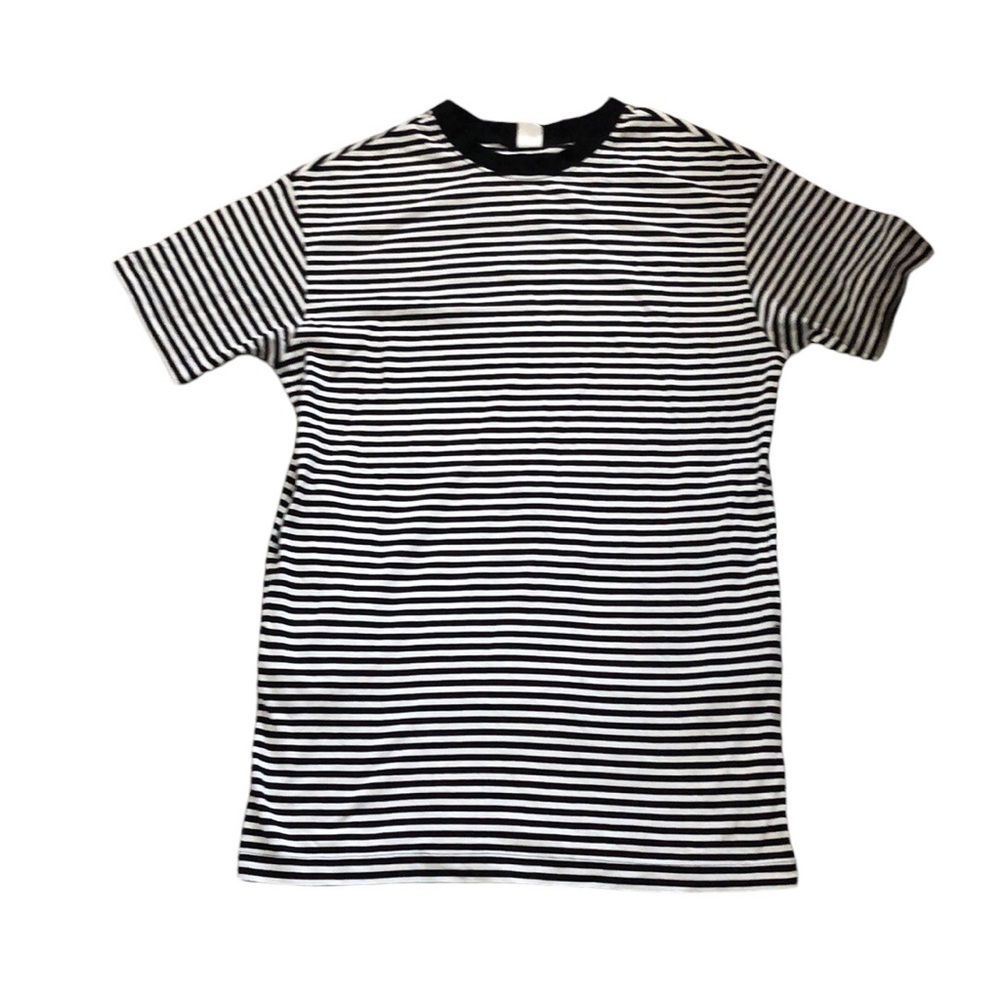 NWT Melrose & Market Brooke T-Shirt Dress Sz XS Black White Stripe Mini Dress